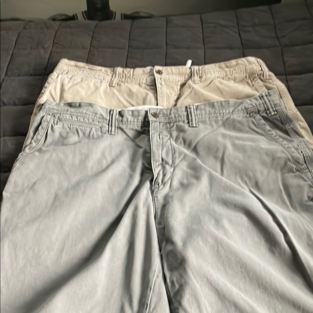 Men's Polo by RL Gray and tan chino shorts size 38